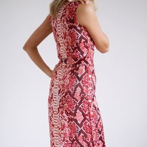 Michael Kors Red Coral Snakeskin Print Maxi Dress