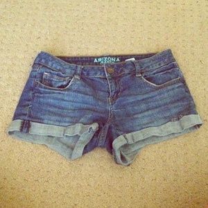 Short stretchy, blue jean shorts