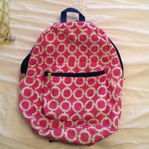 Hot pink and navy cloth backpack