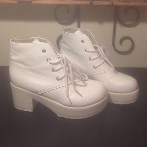 White platform booties