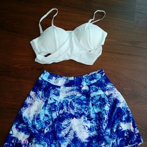 Two piece crop top and skirt