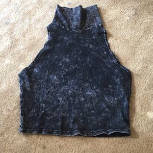 Dark grey turtleneck crop top