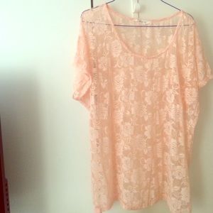 FLORAL/LACE PINK CHIFFON BLOUSE | Forever21