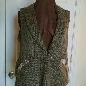 Black and tan tweed vest