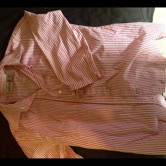 Red and white dress button up top
