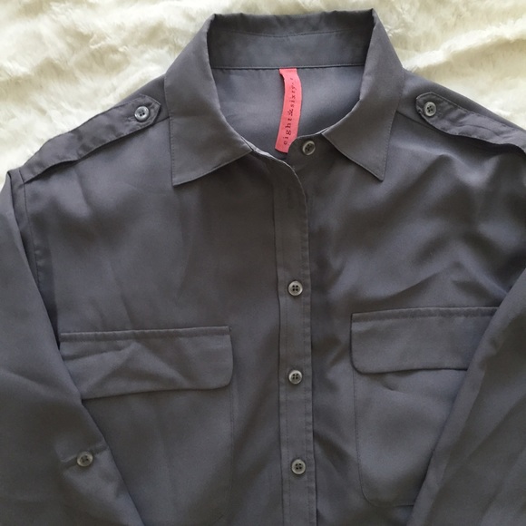 Gray Silk-Like button up - Picture 2 of 3