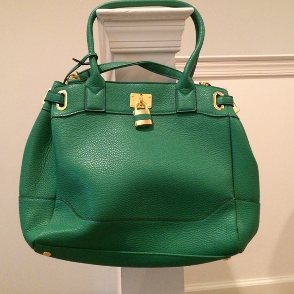 ASOS green handbag with gold details