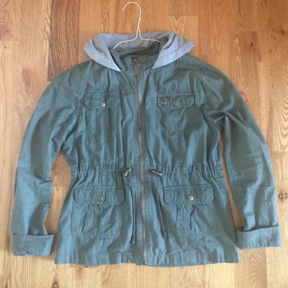 Hooded army green jacket