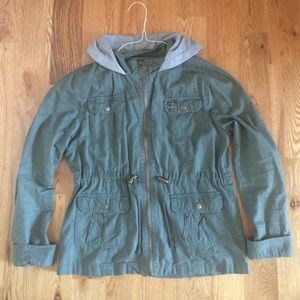 Hooded army green jacket