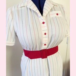 Vintage 60s striped Shirtwaist A-Line dress