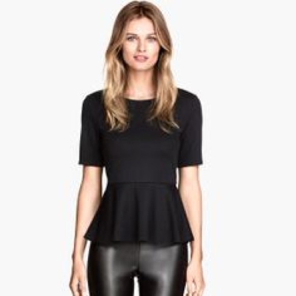 h&m black peplum top