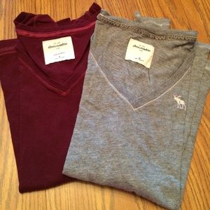 2 long sleeve v-neck Abercrombie shirts