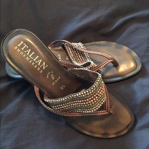 Italian Shoemakers brown sandals with beads