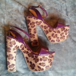 🆕Purple Leopard Platform Sandals