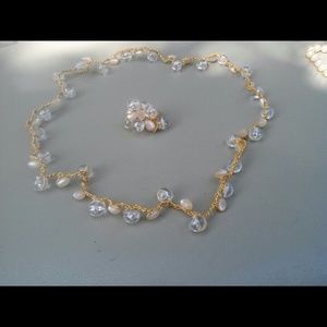 Stretchy beaded necklace and stretchy ring