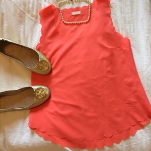Coral Scallop Blouse