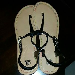Black N tan thong sandals