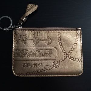 Gold Coach keychain wallet