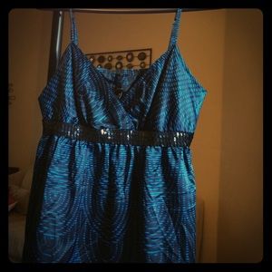 Blue & black cami with sequin detail