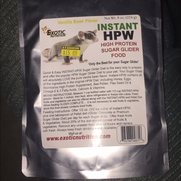 Vanilla bean high protein food for sugar gliders