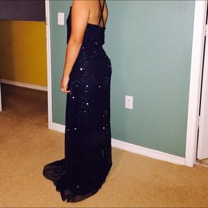 Long blue sequins dress