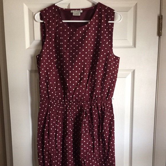 Van Heusen Dresses & Skirts - Van Heusen Maroon polka dot dress