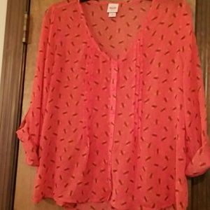 3/4 roll up button sleeve top