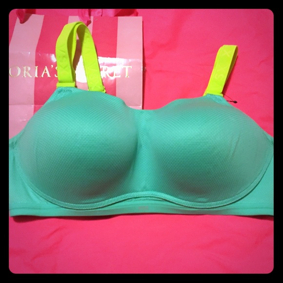Victoria's Secret sports bra mint and neon yellow