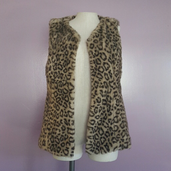 Faux fur cheetah print vest