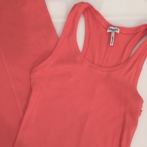 Soft ribbed racerback tank dress XS in coral