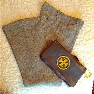 Theory stretch chevron tweed pants w/ cuffed ankle