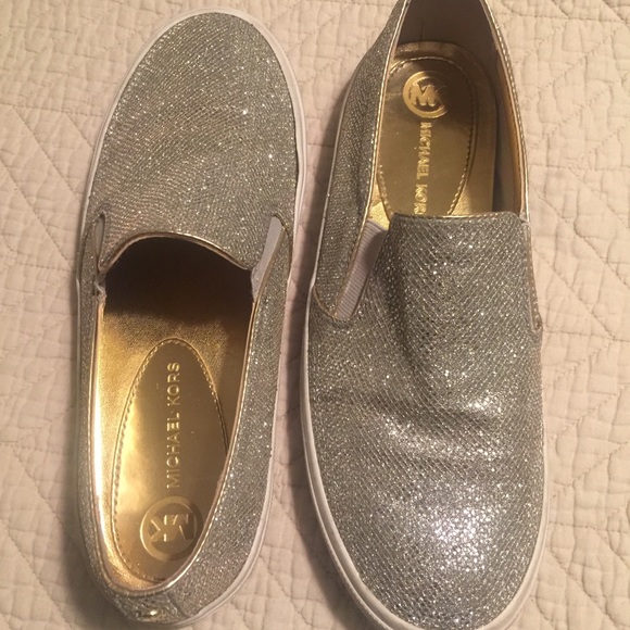 MK gold/silver sparkle slip on's size 8 $25