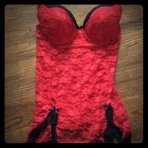 Red black lace chemise nightie 42d
