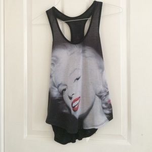 A black and white Marilyn Monroe tank top