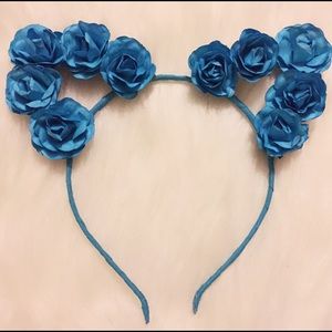 Blue flower floral cat ears