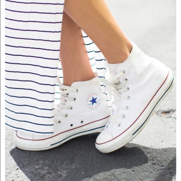 White hightop chuck Taylor converse size 8 women