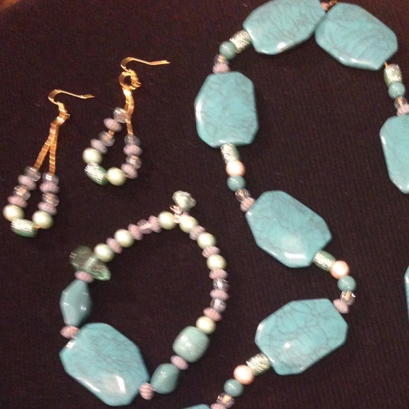 Necklace, bracelet and earrings