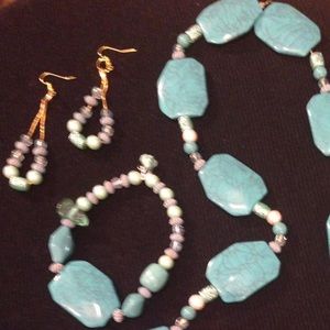 Necklace, bracelet and earrings
