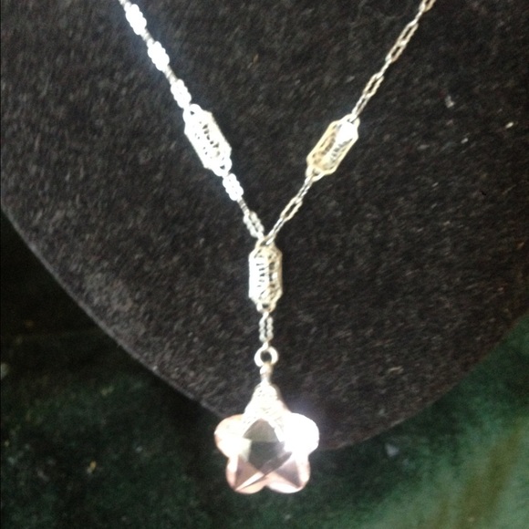 Victorian style pink star necklace