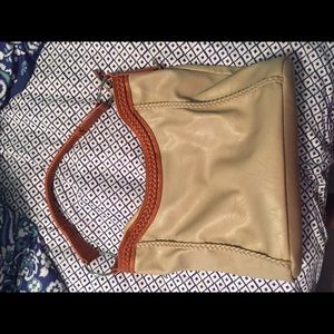 Beige and brown braided bag