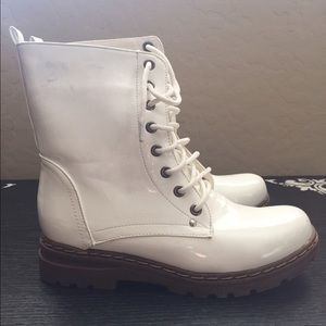 White patent boots