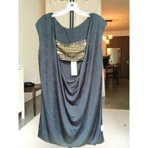 Draped dress with beaded back cutout