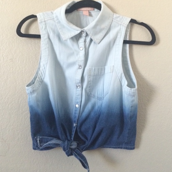 F21 Ombré Denim Crop Top - Picture 1 of 1