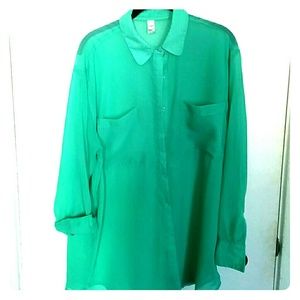 American Apparel Teal Chiffon button-up