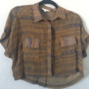 Tribal Button Up Crop Top