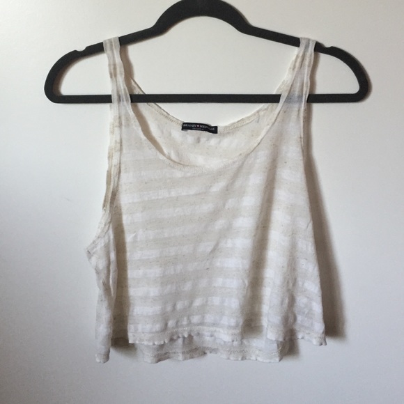 Stripped white and beige top