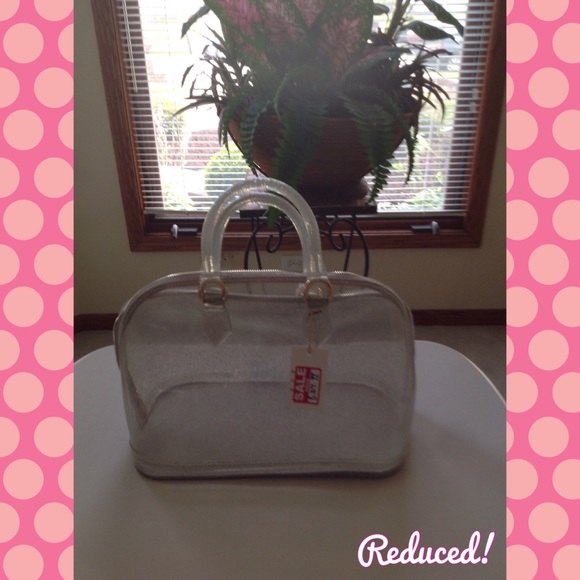 NWT JELLIE'S CLEAR SPARKLED SATCHEL HANDBAG - Picture 1 of 4