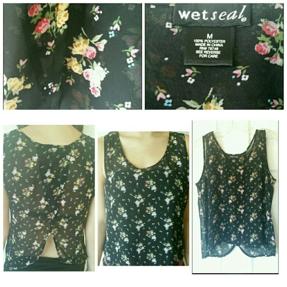 Black floral cropped tank