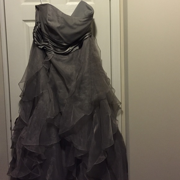 David's Bridal bridesmaid dress-silver