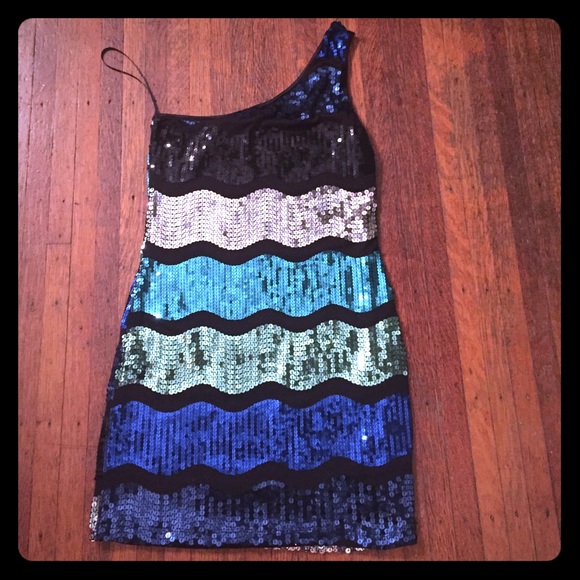 Forever 21 blue and silver sequence dress